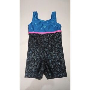 Jam Wear Leos Child S Girls Gymnastics Biketard Leotard Metallic Blue & Pink